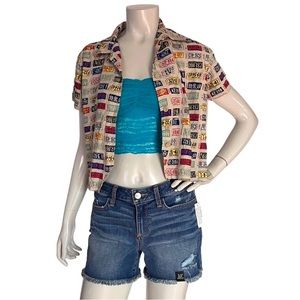 Vintage 90s Liz Claiborne button down t shirt Shacket license plate size SP